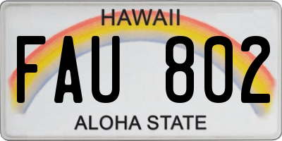 HI license plate FAU802