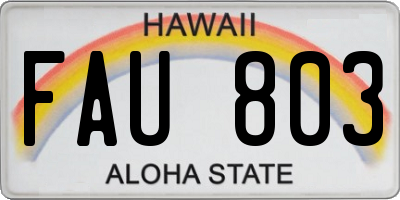 HI license plate FAU803