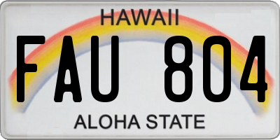 HI license plate FAU804