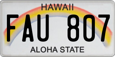HI license plate FAU807