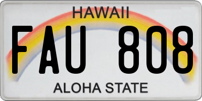 HI license plate FAU808