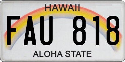 HI license plate FAU818