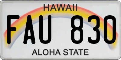 HI license plate FAU830