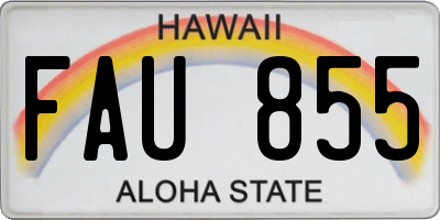 HI license plate FAU855