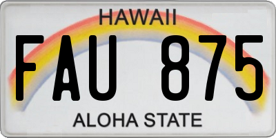 HI license plate FAU875