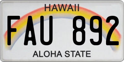 HI license plate FAU892