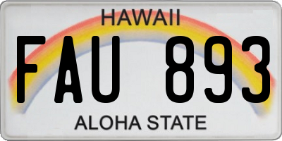 HI license plate FAU893