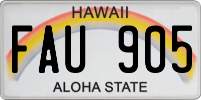 HI license plate FAU905