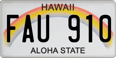 HI license plate FAU910