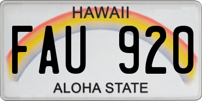 HI license plate FAU920