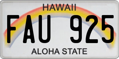 HI license plate FAU925