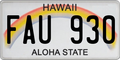 HI license plate FAU930
