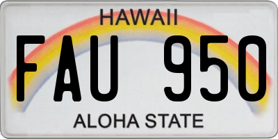 HI license plate FAU950