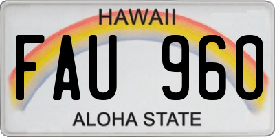 HI license plate FAU960