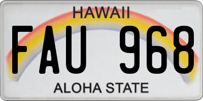 HI license plate FAU968