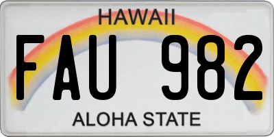 HI license plate FAU982