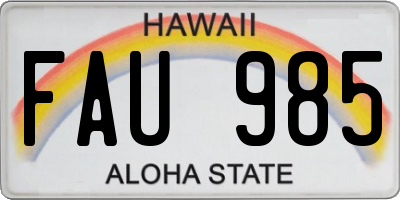 HI license plate FAU985