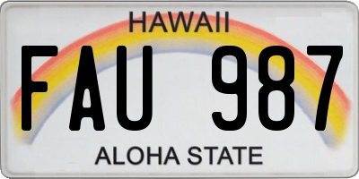 HI license plate FAU987