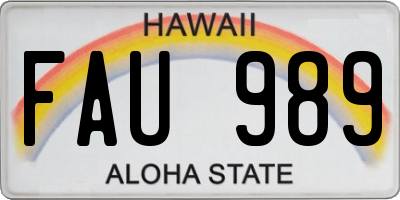 HI license plate FAU989