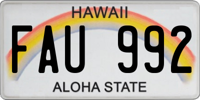 HI license plate FAU992