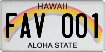 HI license plate FAV001