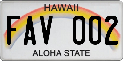 HI license plate FAV002