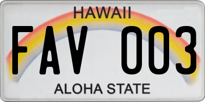 HI license plate FAV003