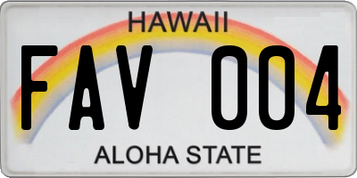 HI license plate FAV004