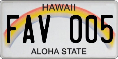 HI license plate FAV005