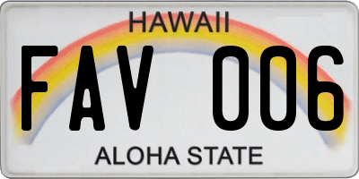 HI license plate FAV006