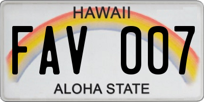 HI license plate FAV007