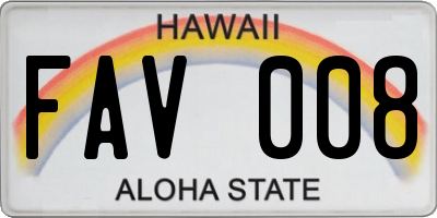 HI license plate FAV008
