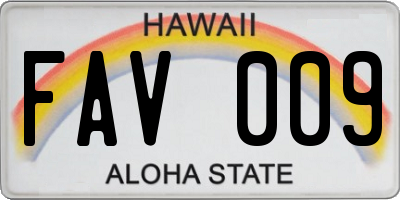 HI license plate FAV009