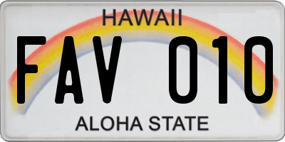 HI license plate FAV010