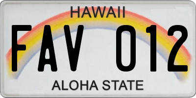 HI license plate FAV012