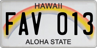 HI license plate FAV013
