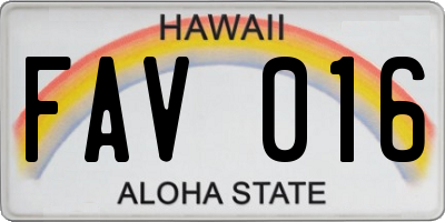 HI license plate FAV016