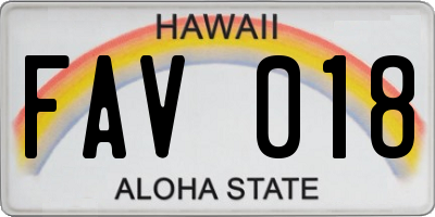 HI license plate FAV018