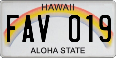 HI license plate FAV019