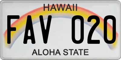HI license plate FAV020