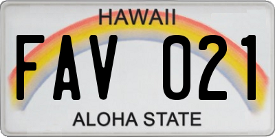 HI license plate FAV021
