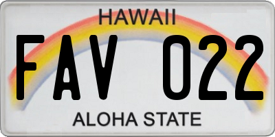 HI license plate FAV022