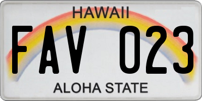 HI license plate FAV023