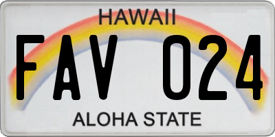 HI license plate FAV024