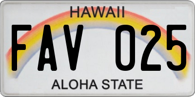 HI license plate FAV025