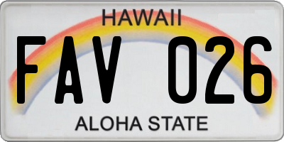 HI license plate FAV026