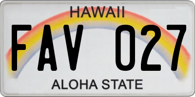HI license plate FAV027
