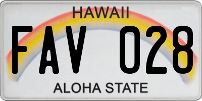HI license plate FAV028