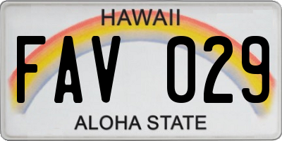 HI license plate FAV029