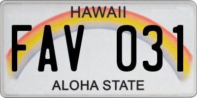 HI license plate FAV031